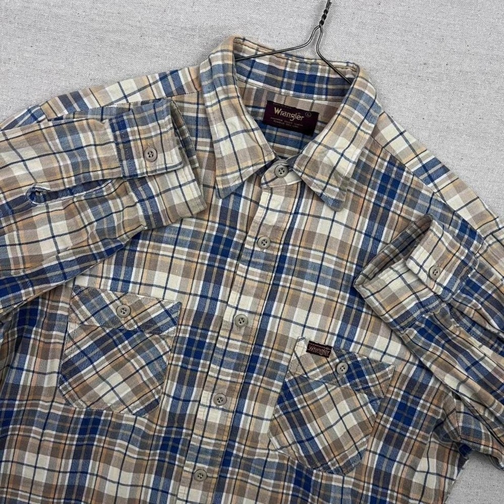Vintage 70s‎ Wrangler Plaid Button Down Shirt Cotton Western USA Made